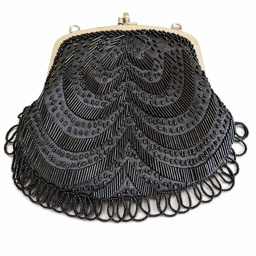 Vintage Black Beaded Evening Clutch